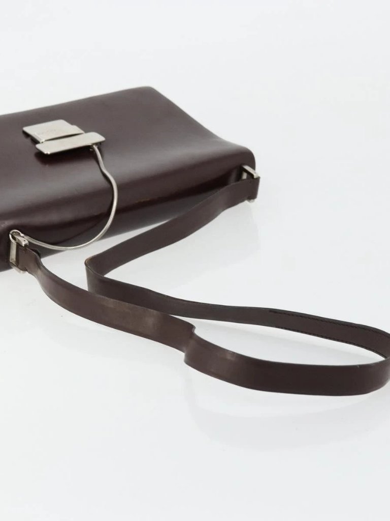 Gucci Shoulder Bag Patent Leather Brown Silver 001 3444 1746 Auth